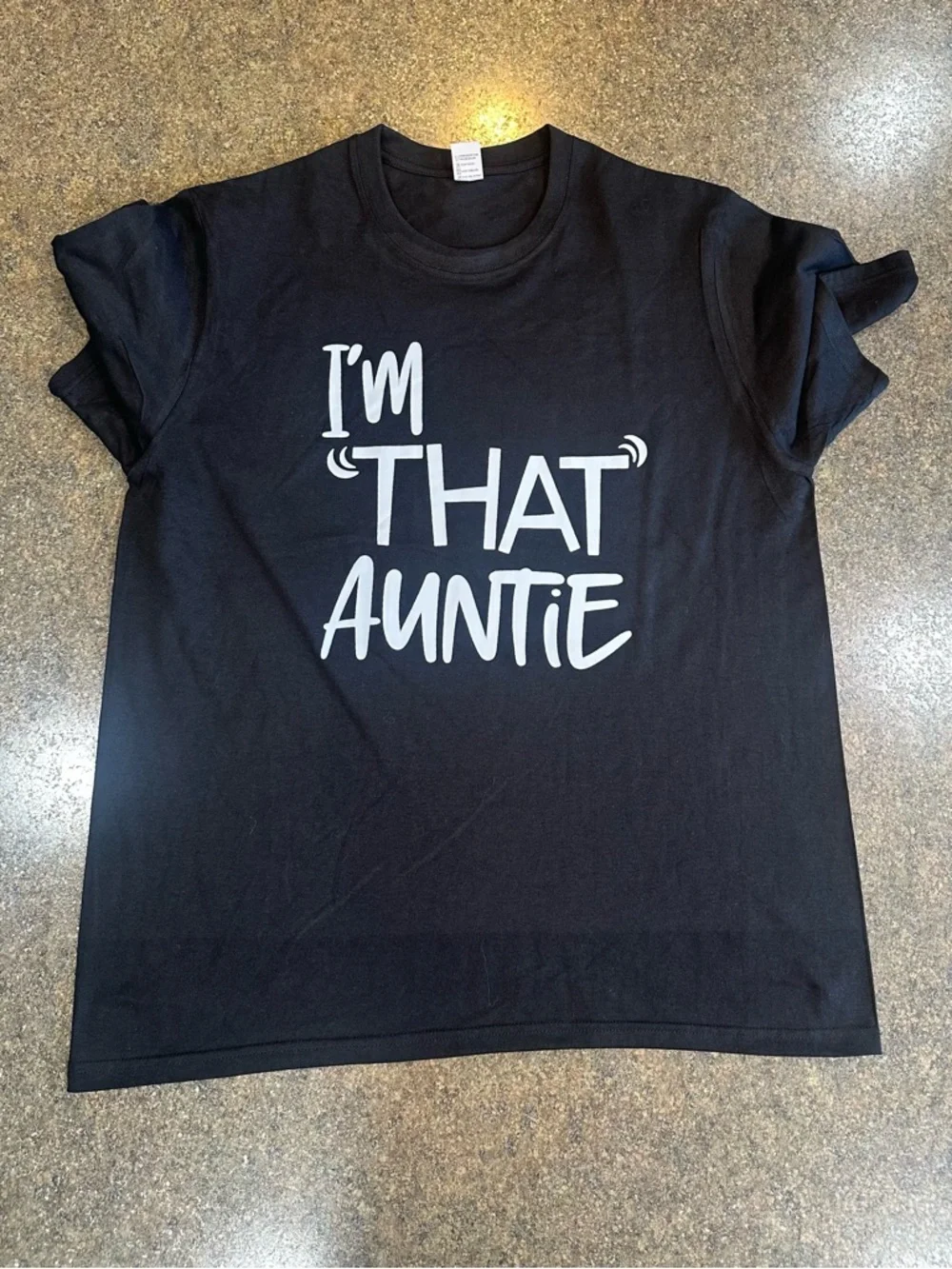 Women’s T-shirt “I’m That Auntie” Crewneck Short Sleeve Graphic Tee - Black XL - Picture 2 of 3
